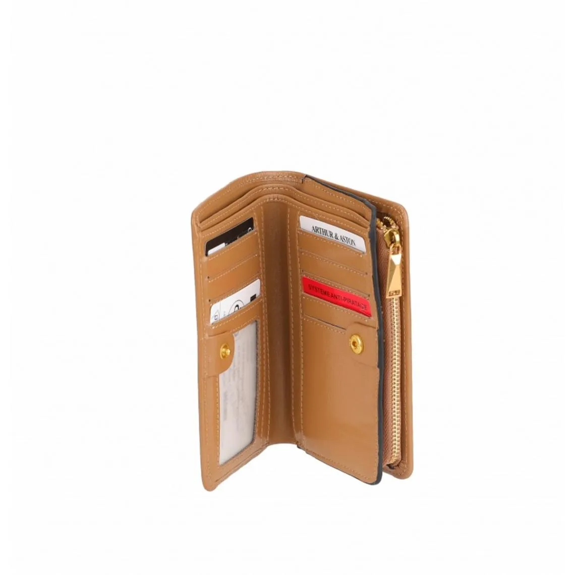 Porte-monnaie en cuir canelle camel | 3 Suisses