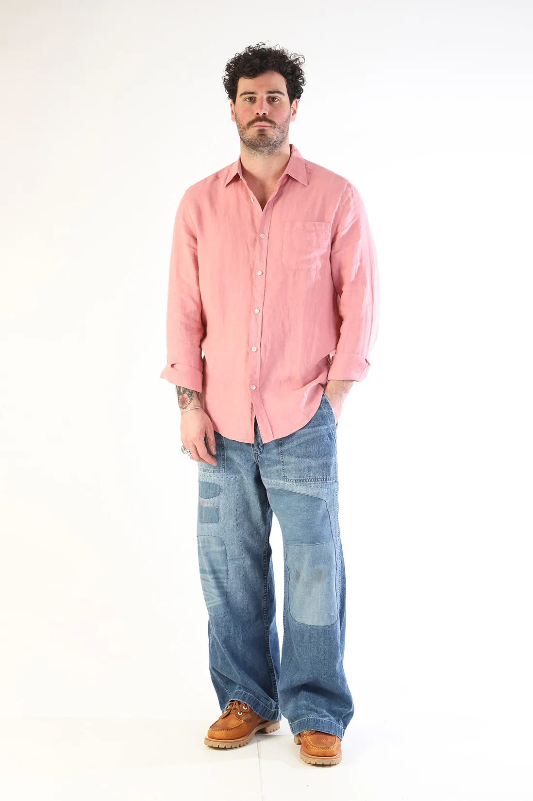 Portuguese flannel Linen shirt Rose - GRADUATE STORE