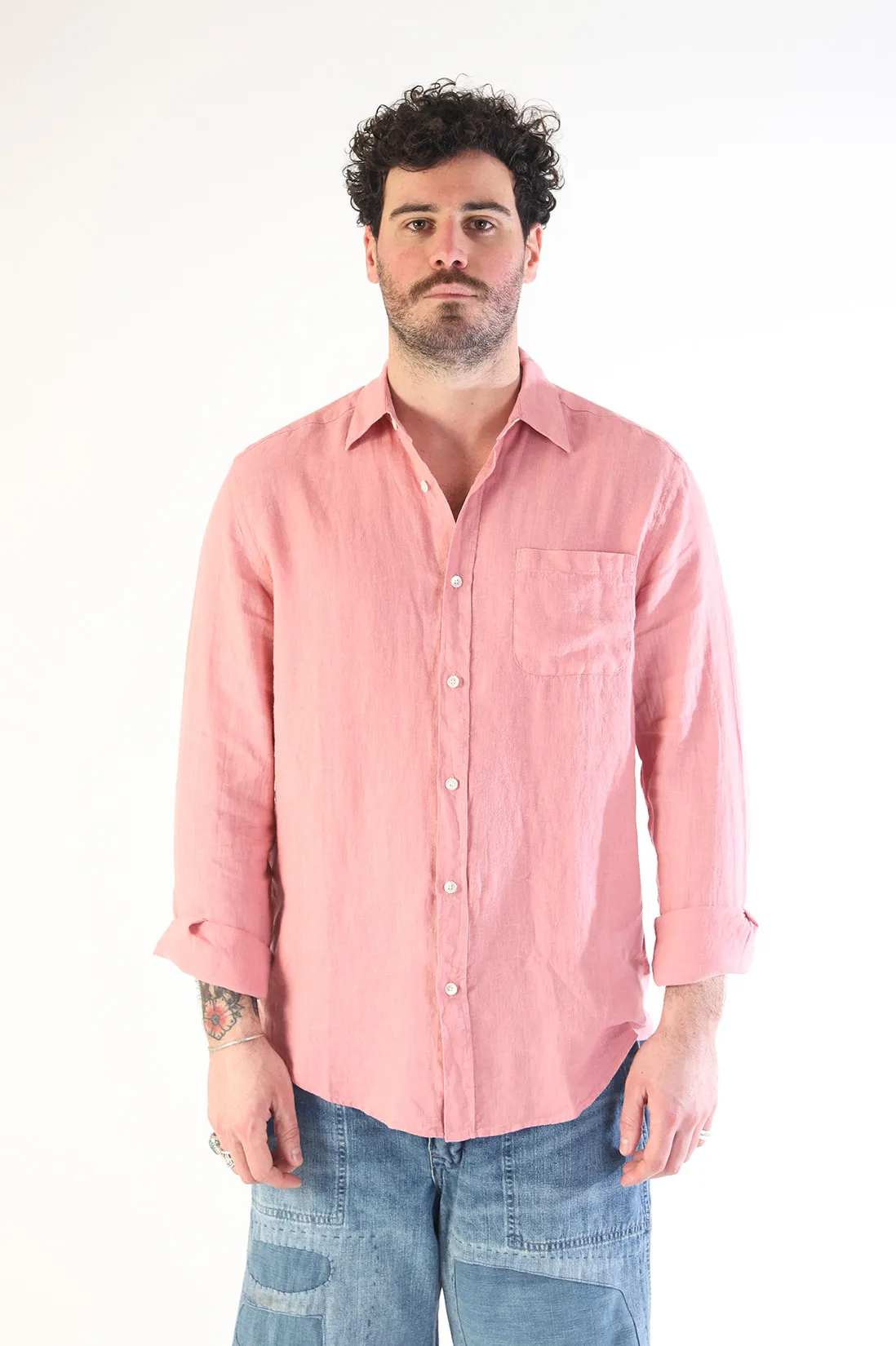 Portuguese flannel Linen shirt Rose - GRADUATE STORE