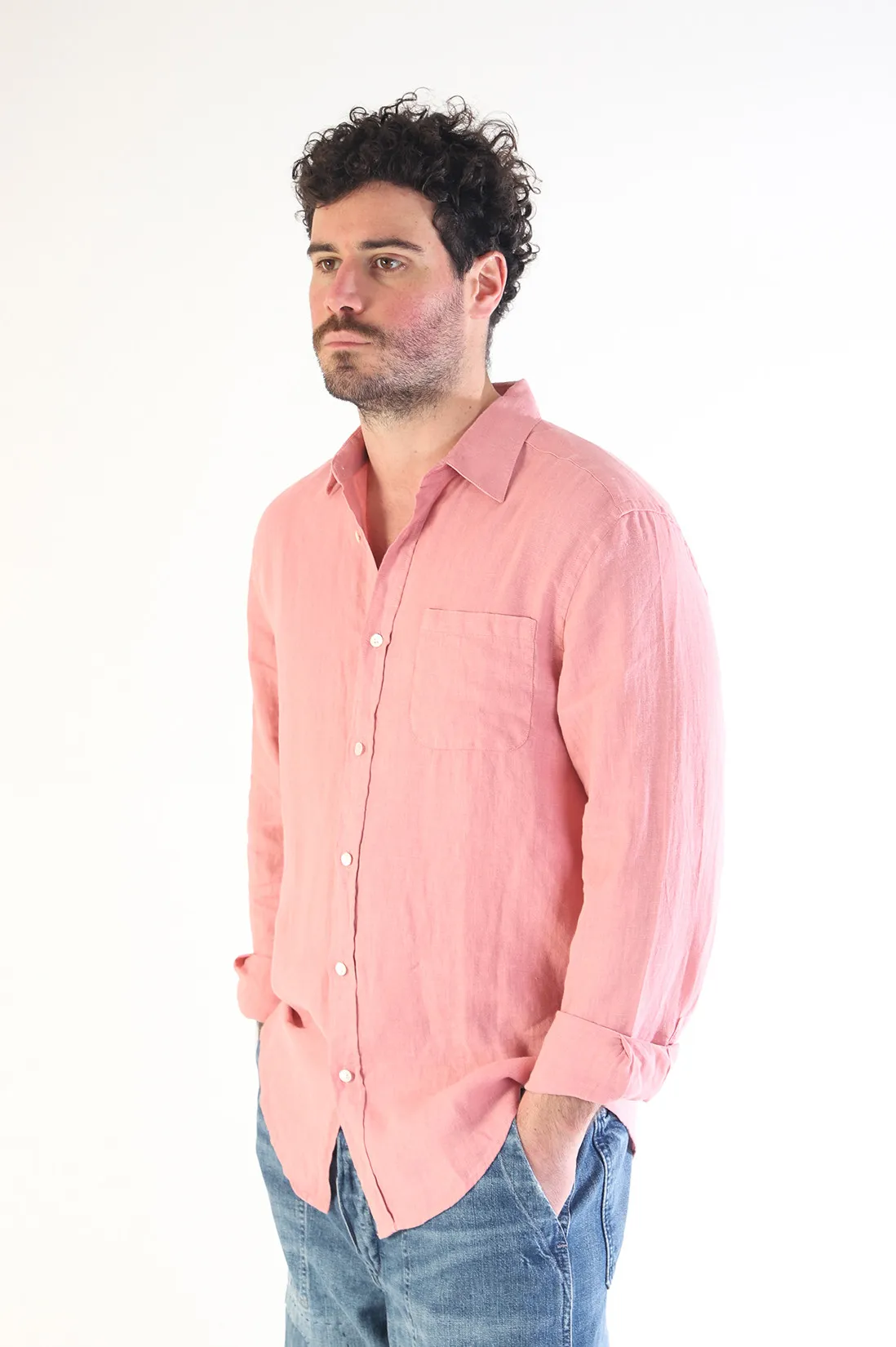 Portuguese flannel Linen shirt Rose - GRADUATE STORE