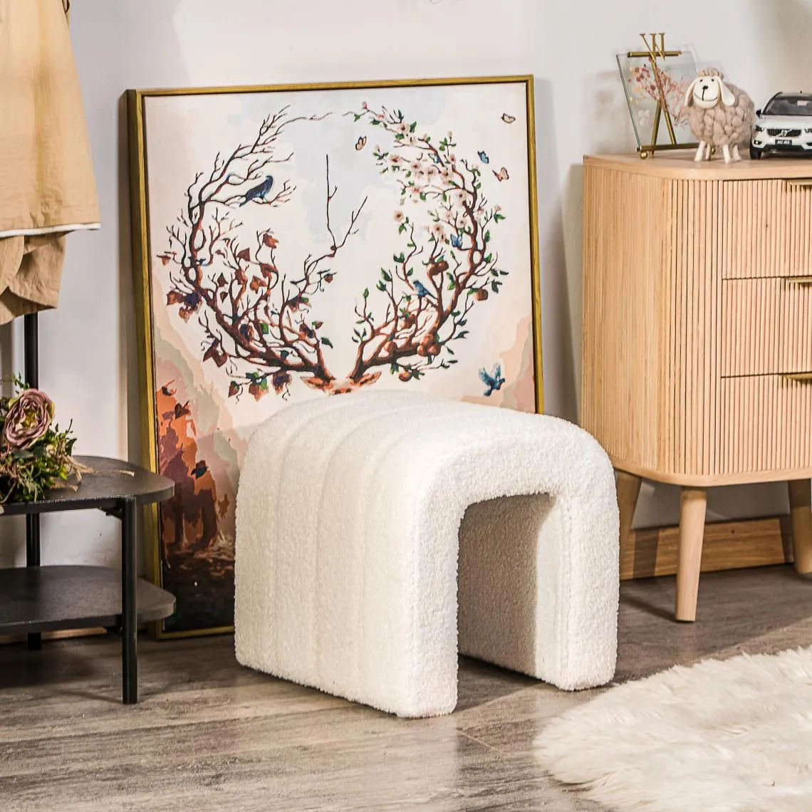 Pouf de Salon Scandinave blanc | 3 Suisses