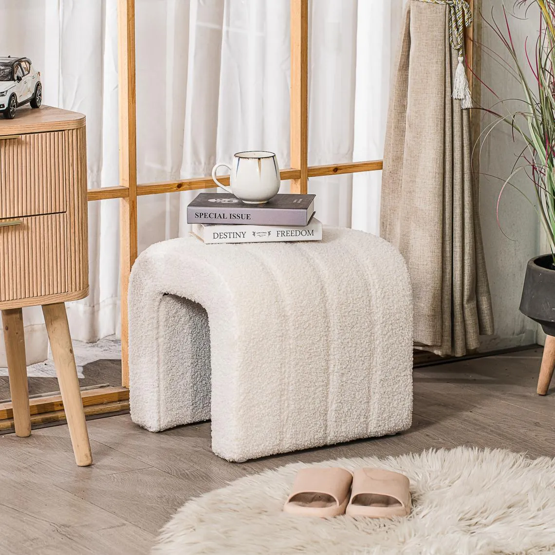 Pouf de Salon Scandinave blanc | 3 Suisses