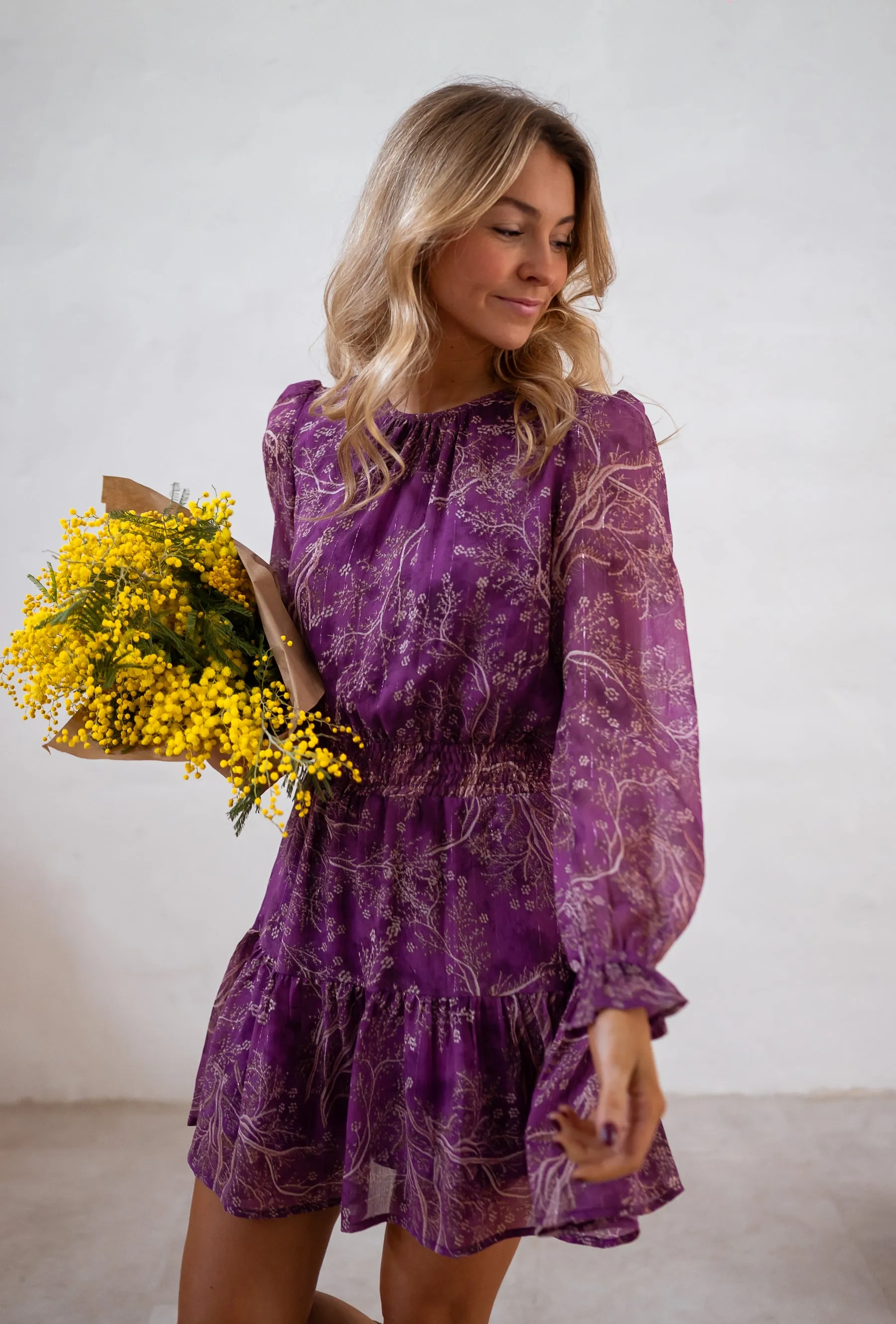 Robe Agnes - Mauve - Elastique - Fluide