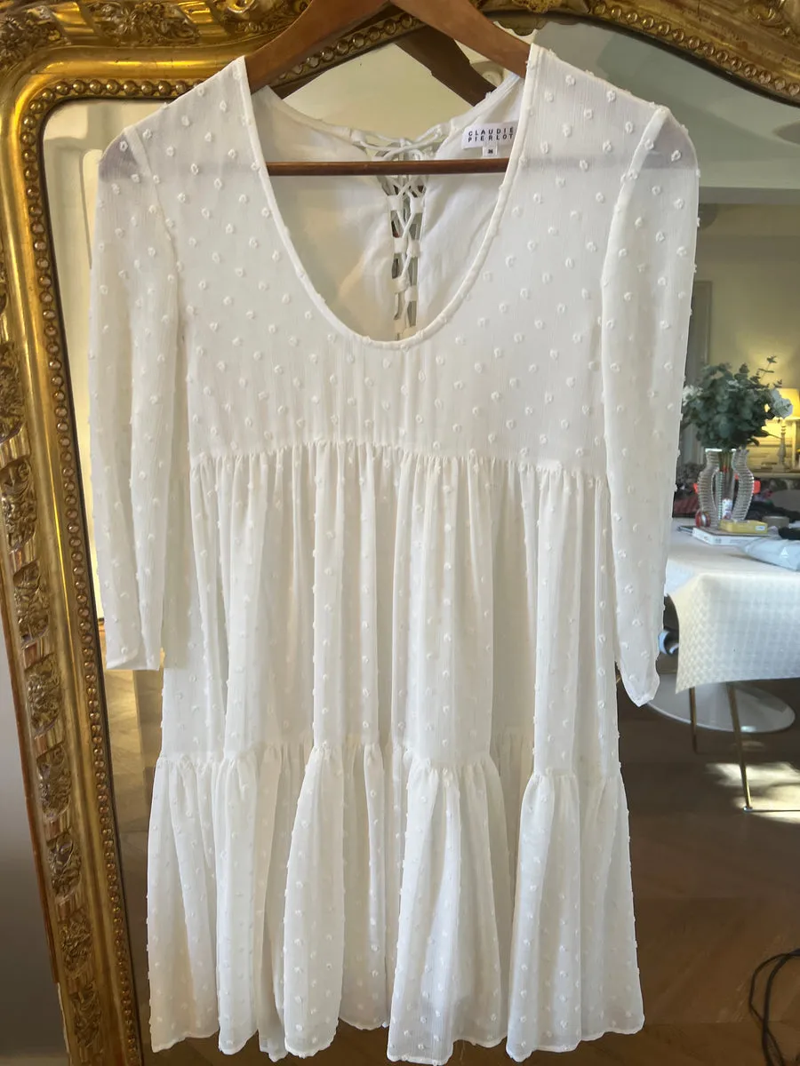 Robe Claudie Pierlot blanc plumetis