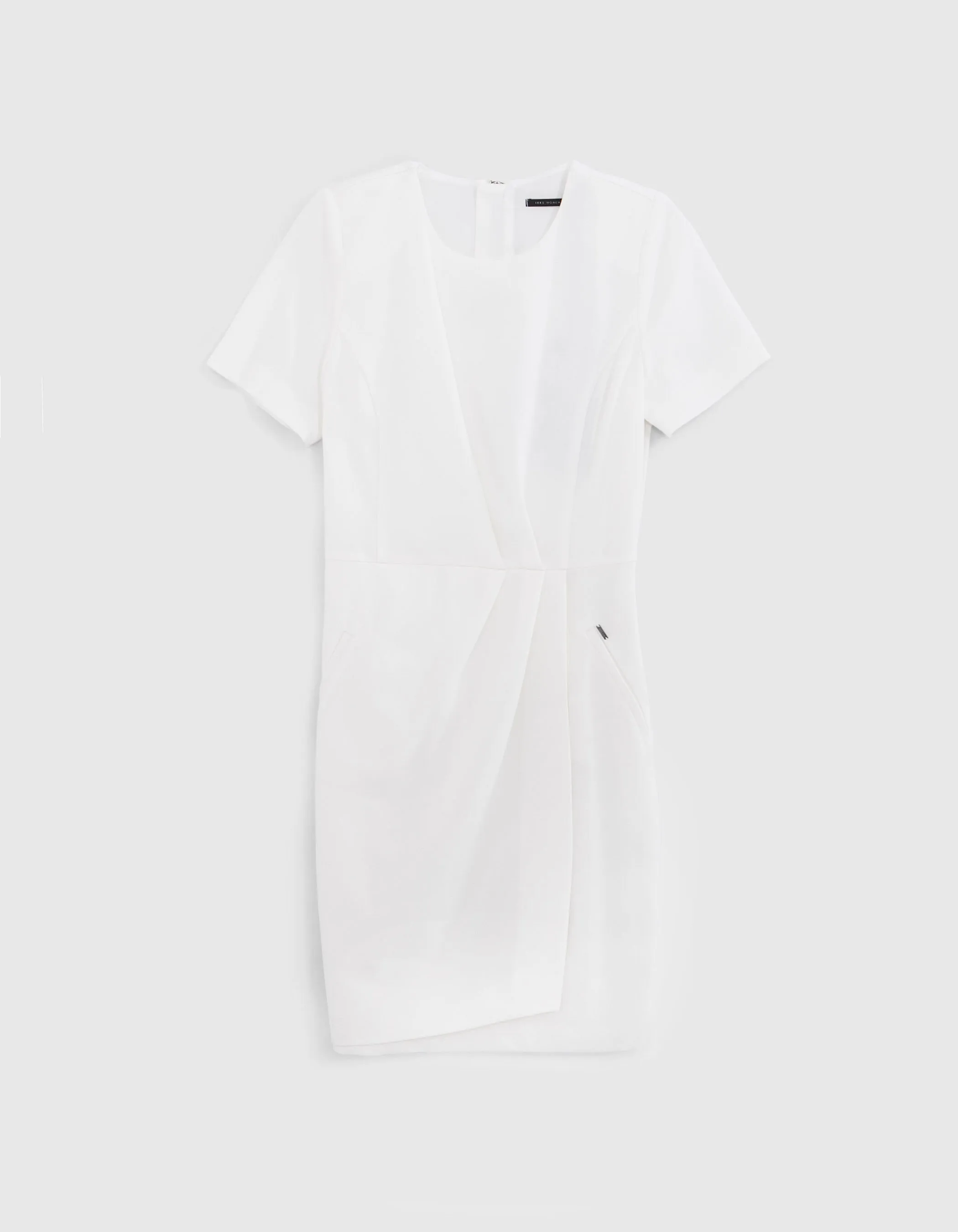 Robe crayon blanc cassé avec plis Femme