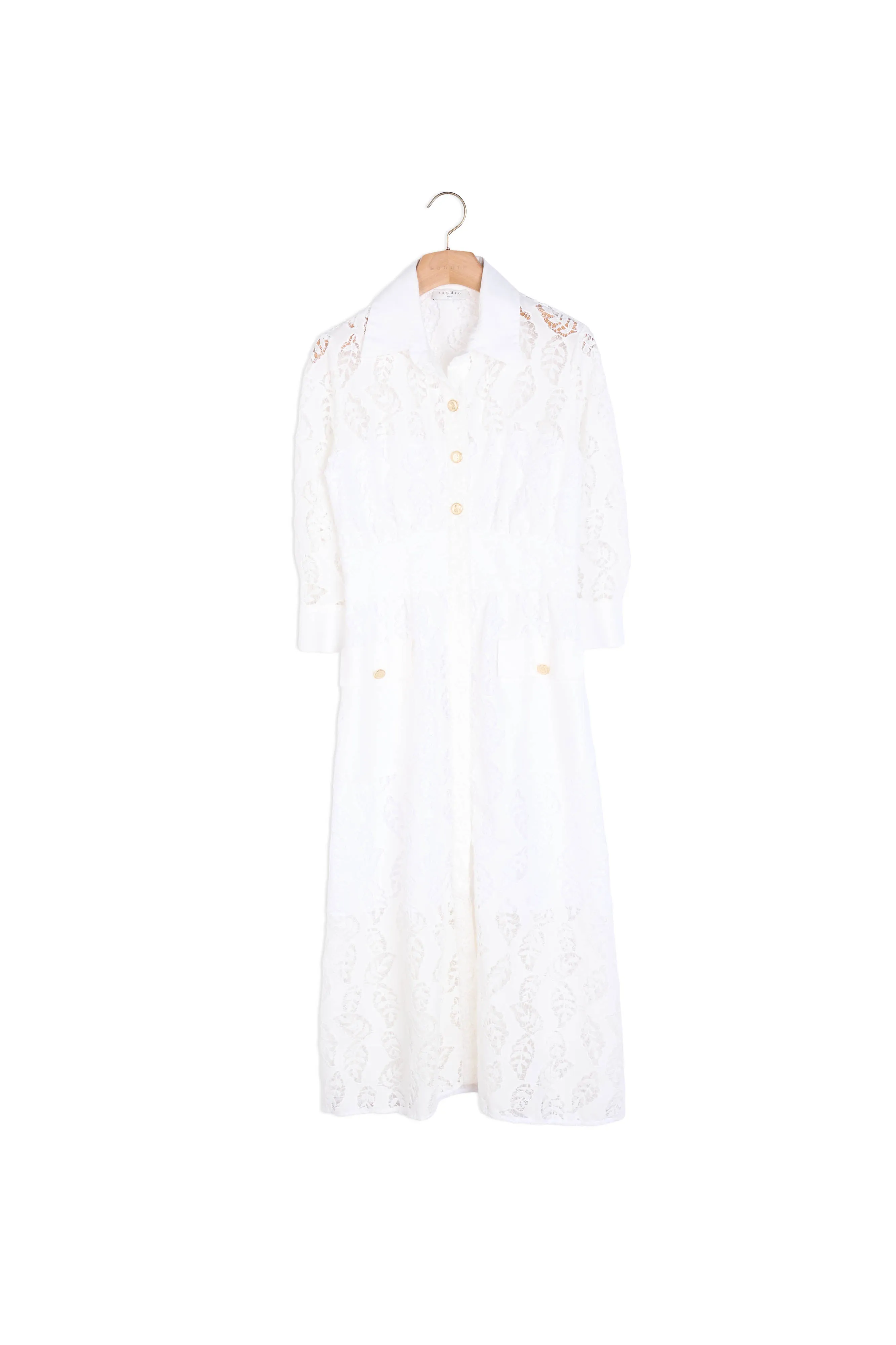 Robe longue chemise en broderie