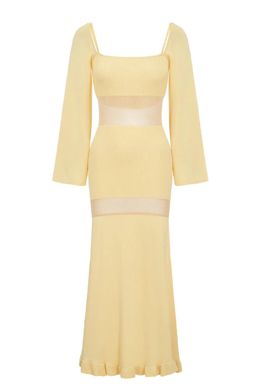 Robe longue en maille opaque - jaune antique