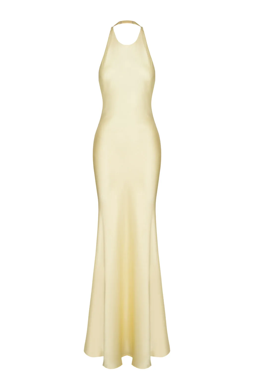 Robe longue en satin avec étole en chiffon - jaune ple