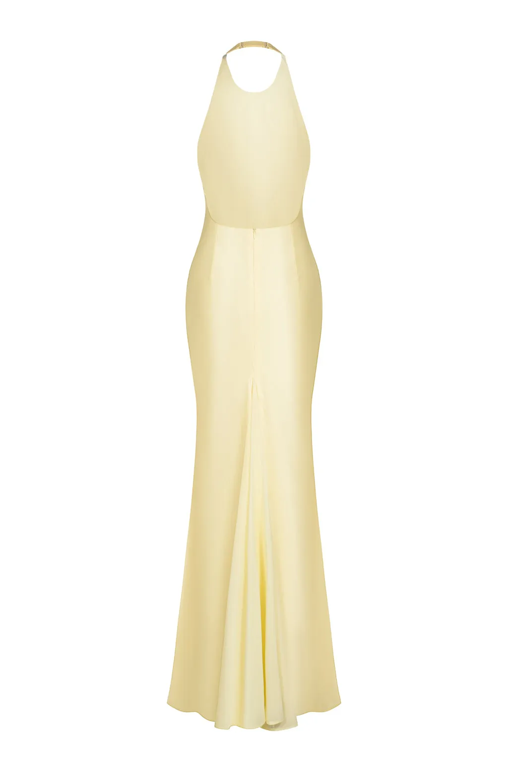 Robe longue en satin avec étole en chiffon - jaune ple