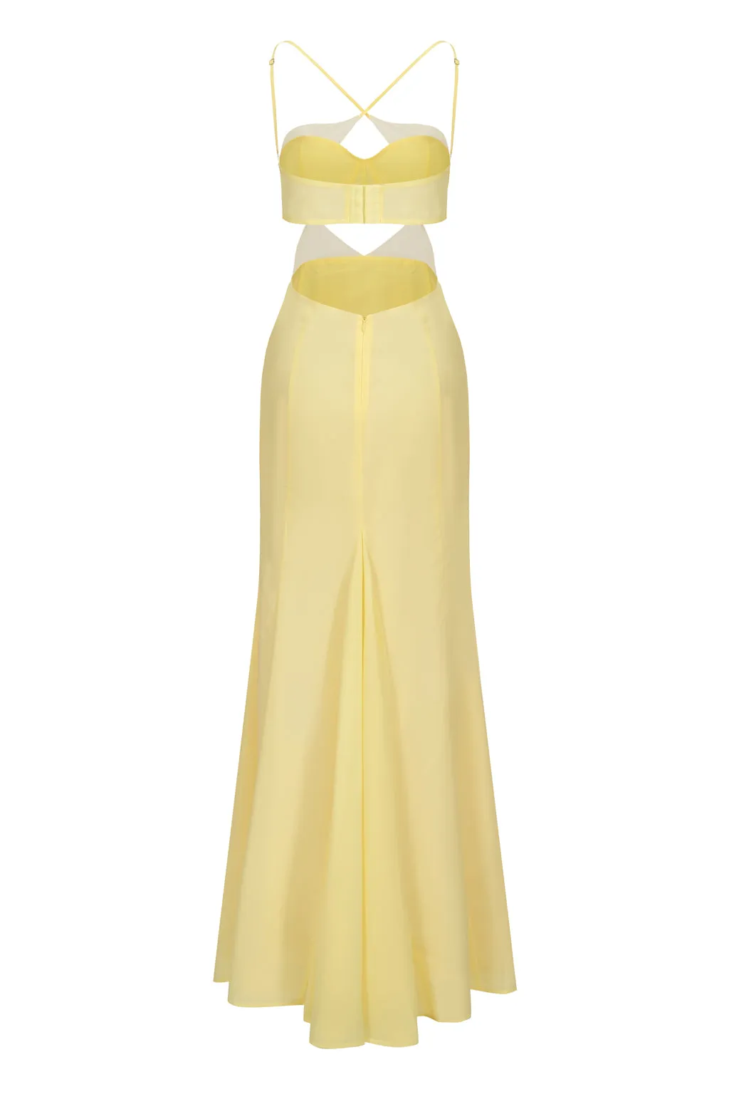 Robe Maxi Dos Ouvert en Chiffon à Découpes Jaune Ple