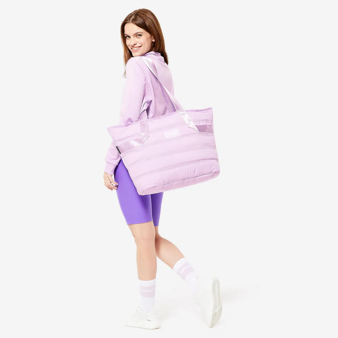 Sac de fitness training 25L femme - Sac cabas doudoune violet parme