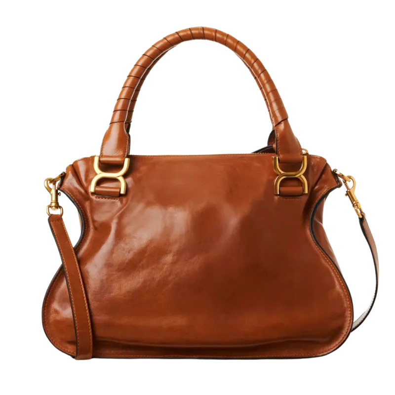 Sac porté épaule Marcie cuir veau brillant marron