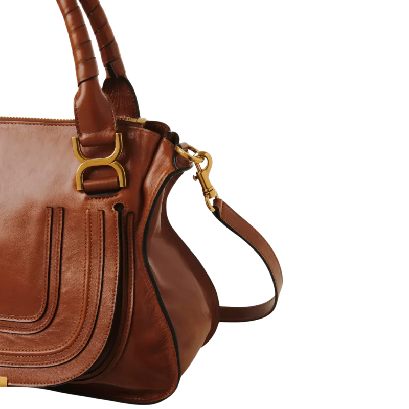 Sac porté épaule Marcie cuir veau brillant marron