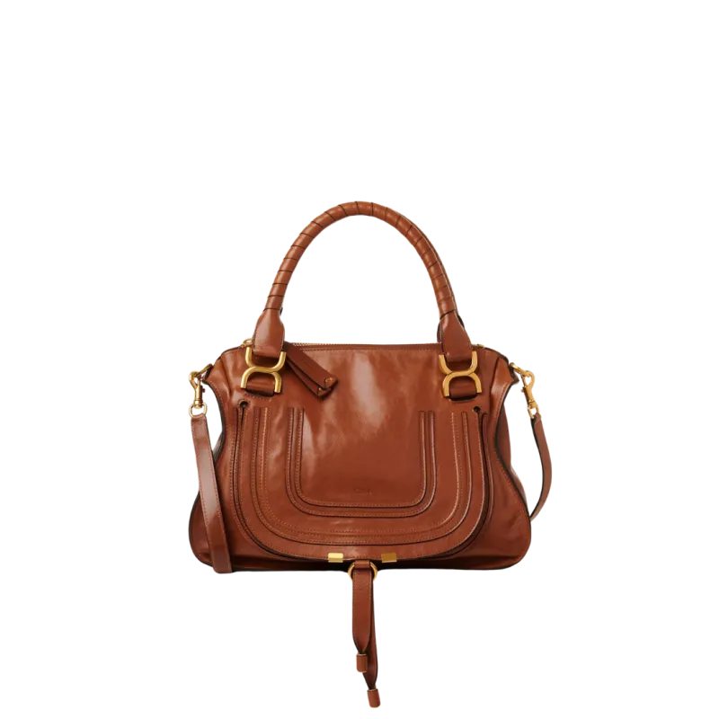 Sac porté épaule Marcie cuir veau brillant marron