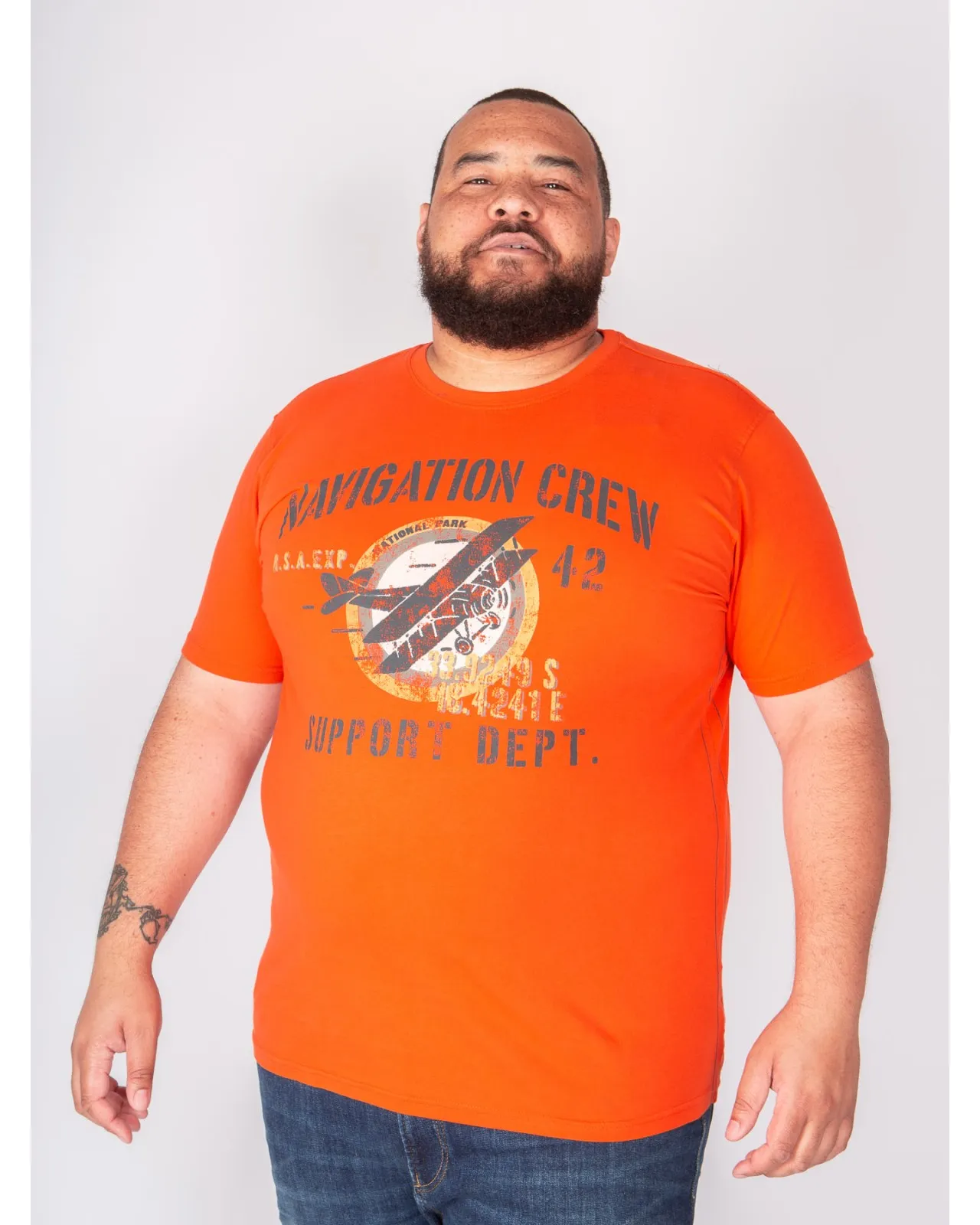 San Roch Tee Shirt imprimé grande taille orange - Size-factory