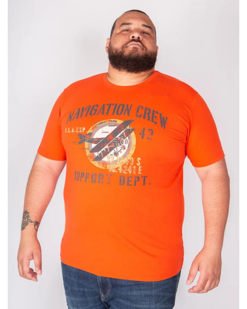 San Roch Tee Shirt imprimé grande taille orange - Size-factory