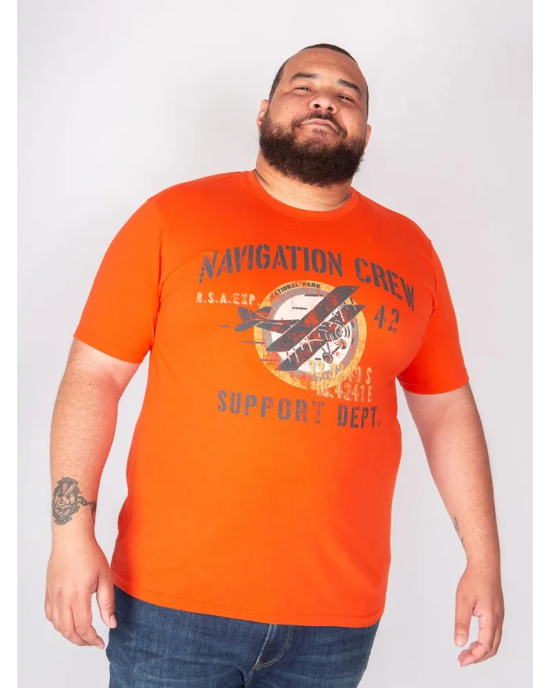 San Roch Tee Shirt imprimé grande taille orange - Size-factory