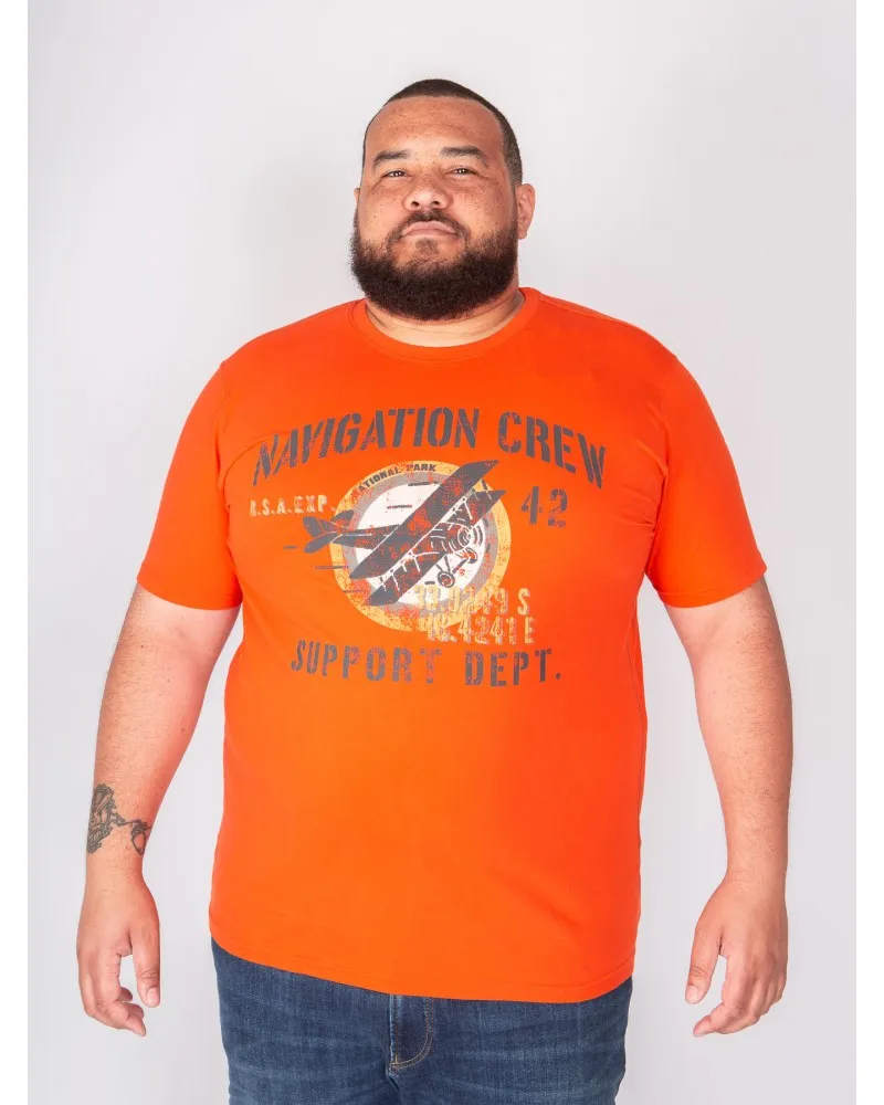 San Roch Tee Shirt imprimé grande taille orange - Size-factory