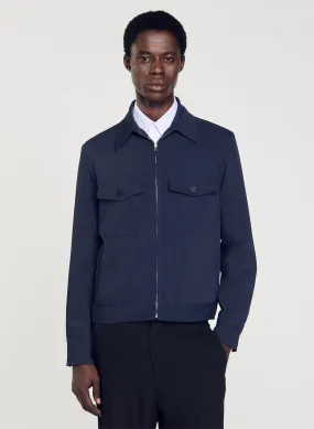 SANDRO  Blouson col classique zippé - Bleu