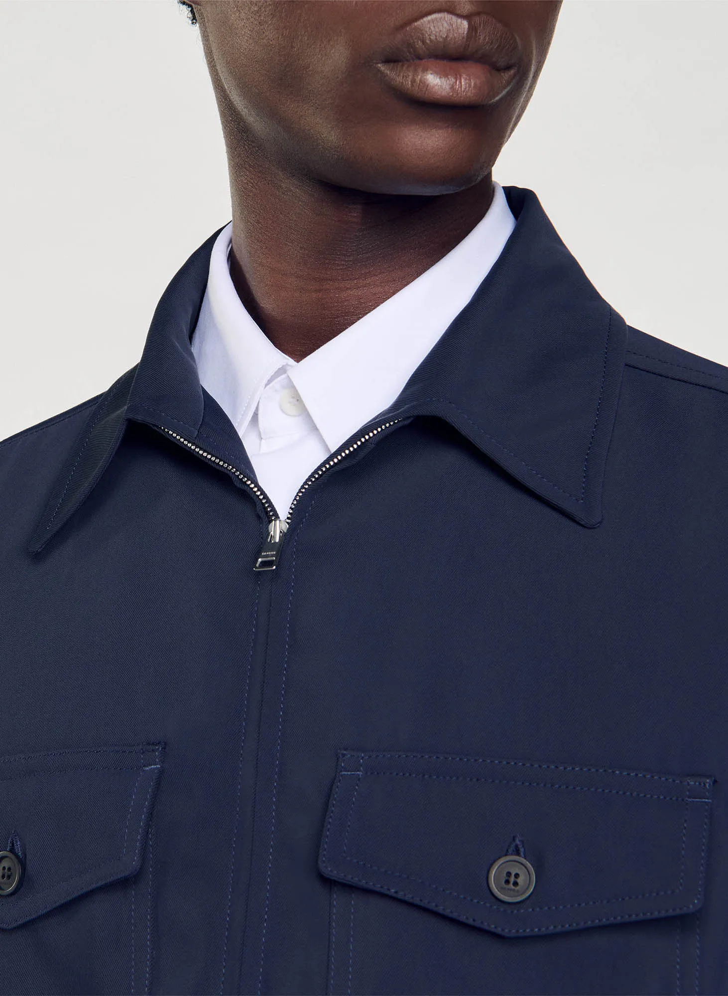 SANDRO  Blouson col classique zippé - Bleu