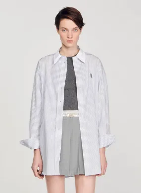 SANDRO  Chemise col classique rayée en coton - Gris