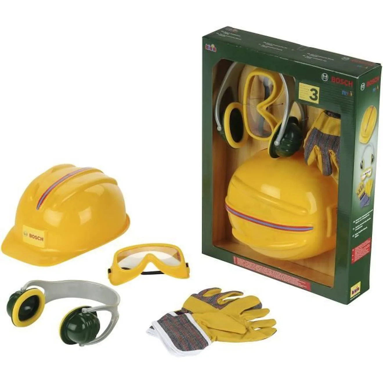 Set d'accessoires de bricolage Bosch avec casque, 4 pièces - KLEIN - 8537 jaune - Klein