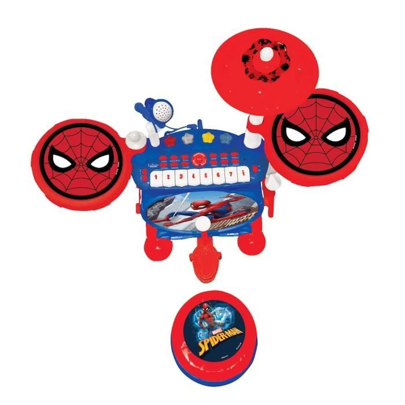 SpiderMan - Batterie électronique pour enfant - Lumineuse - Complète avec clavier, cymbales et tabouret - Lexibook rouge - Lexib