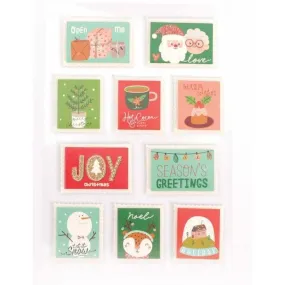 Stickers timbres Noël effet 3D glitter - Graine Creative - Lot de 10 rouge - Graine Creative