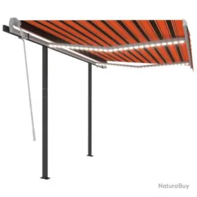 Store Auvent manuel rétractable avec LED 3x2,5 m Orange et marron 3070105