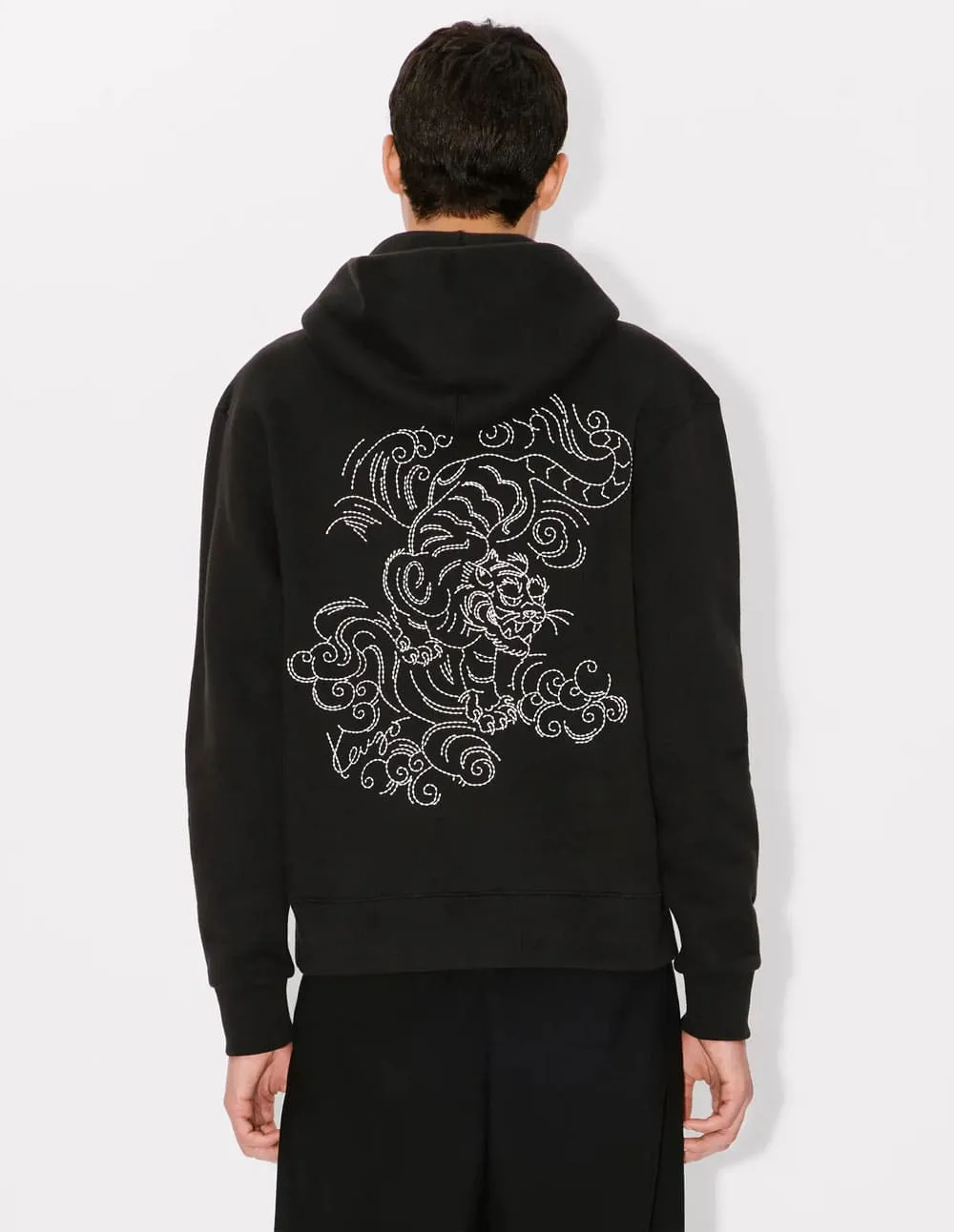 Sudadera con Capucha Kenzo Bordada Kenzo Star Tiger Negra Hombre