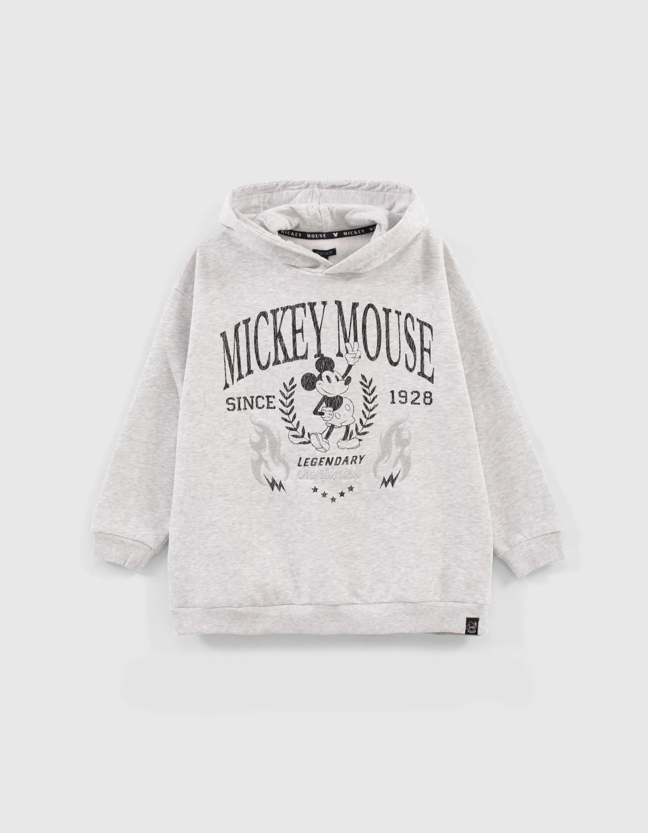 Sweat gris print et broderies Mickey IKKS - MICKEY