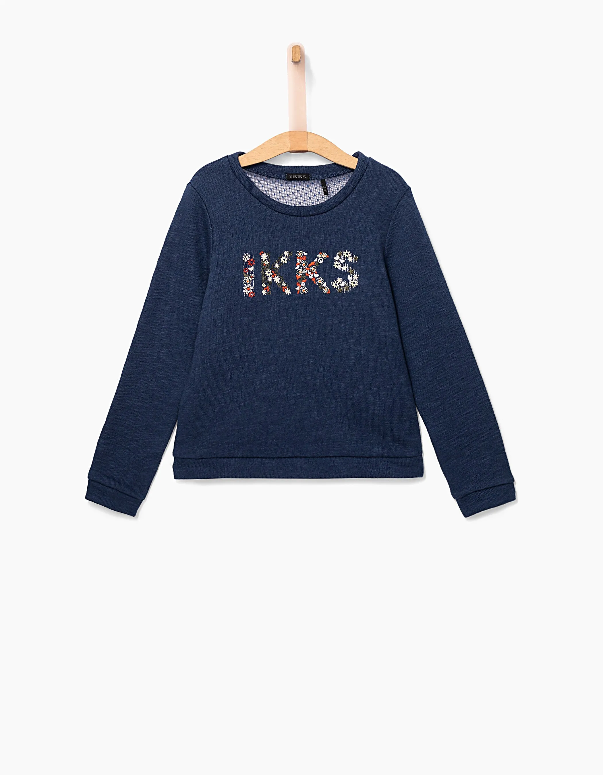 Sweat indigo IKKS brodé fleurs fille