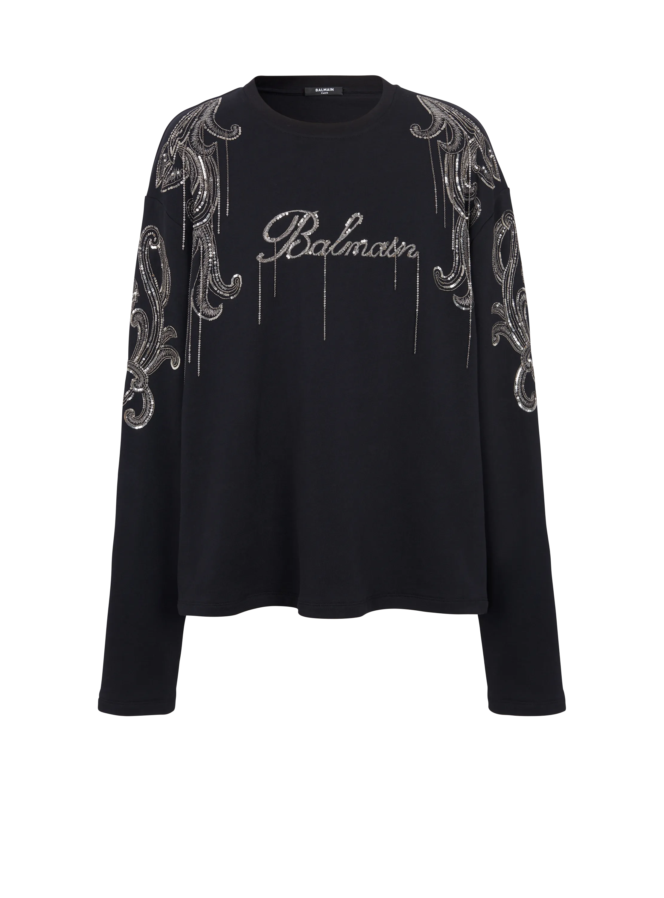 Sweat-shirt Balmain Signature brodé de chaînes