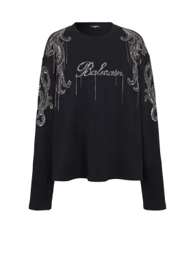 Sweat-shirt Balmain Signature brodé de chaînes