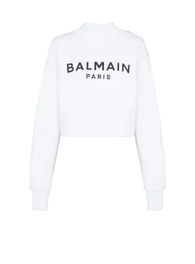 Sweat-shirt court en coton éco-responsable imprimé logo Balmain