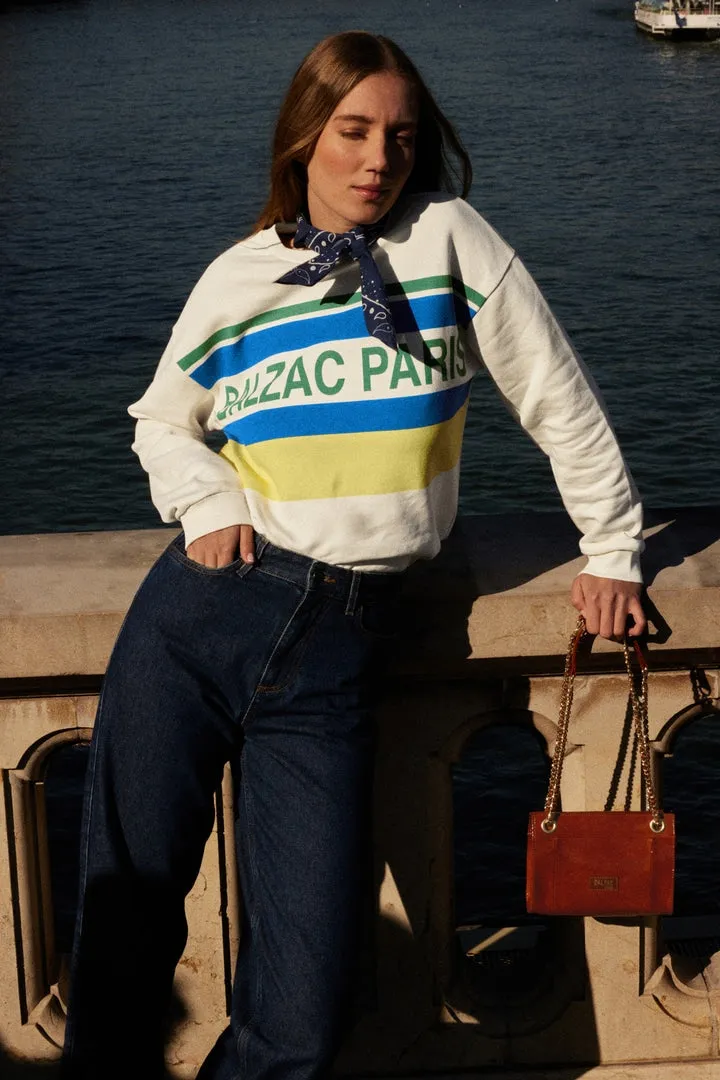 Sweat-shirt Harlow BP écru, bleu et jaune