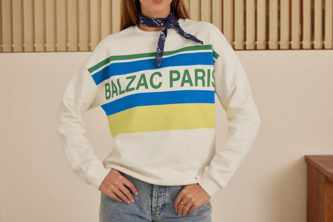 Sweat-shirt Harlow BP écru, bleu et jaune