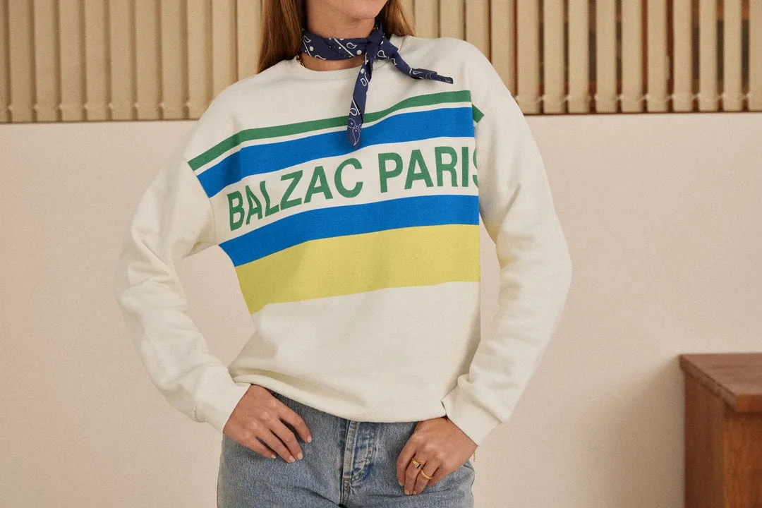 Sweat-shirt Harlow BP écru, bleu et jaune