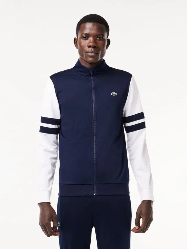 Sweat zippé bicolore bleu marine blanc homme - Lacoste | wimod