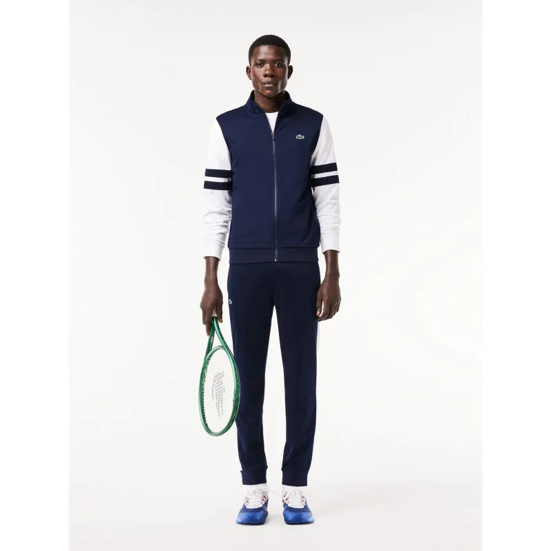 Sweat zippé bicolore bleu marine blanc homme - Lacoste | wimod