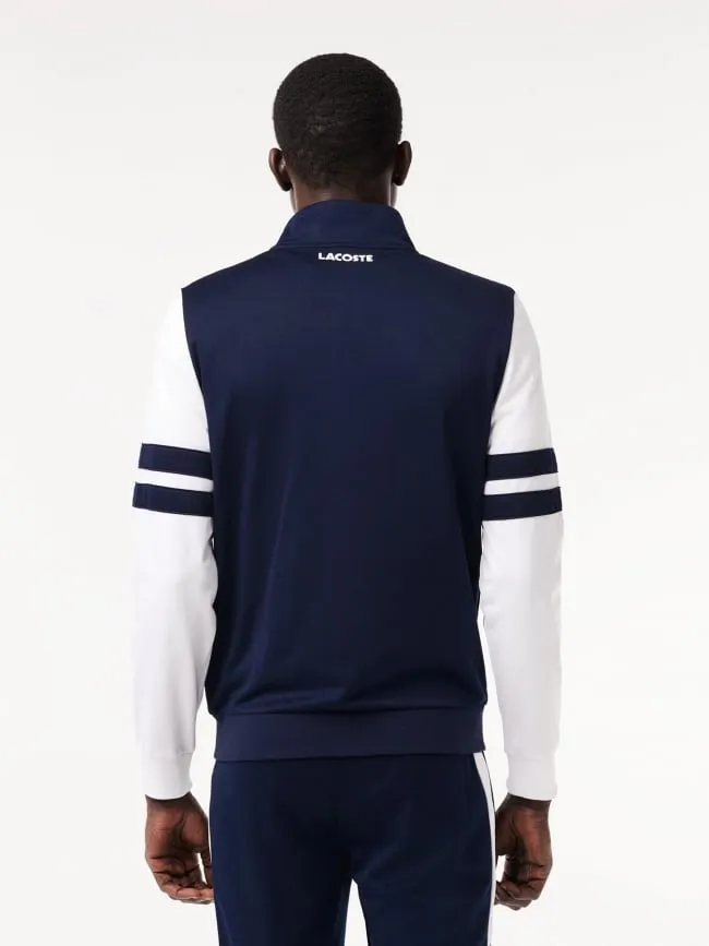 Sweat zippé bicolore bleu marine blanc homme - Lacoste | wimod