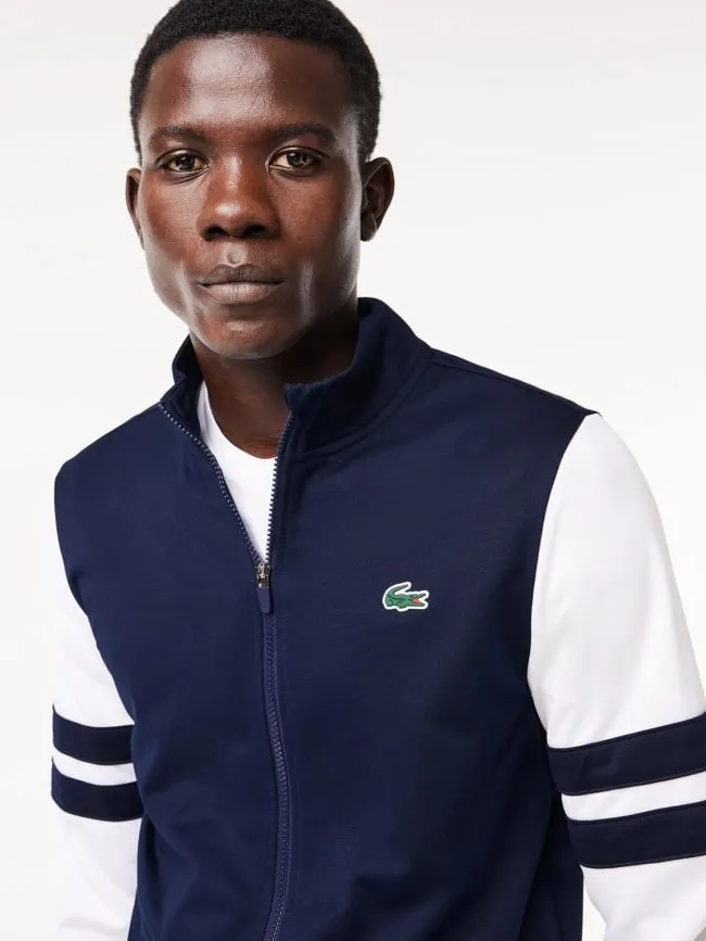 Sweat zippé bicolore bleu marine blanc homme - Lacoste | wimod