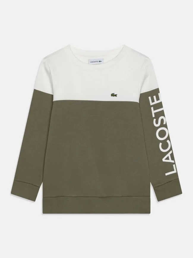 Sweatshirt bicolor kaki blanc enfant - Lacoste | wimod