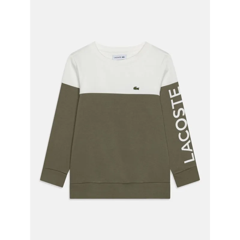 Sweatshirt bicolor kaki blanc enfant - Lacoste | wimod