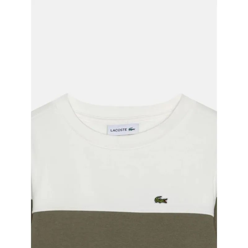 Sweatshirt bicolor kaki blanc enfant - Lacoste | wimod