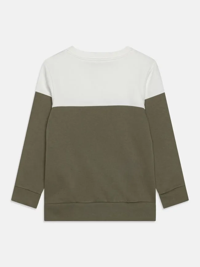 Sweatshirt bicolor kaki blanc enfant - Lacoste | wimod