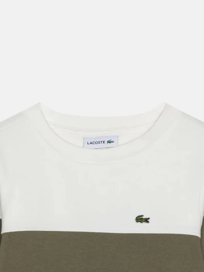 Sweatshirt bicolor kaki blanc enfant - Lacoste | wimod