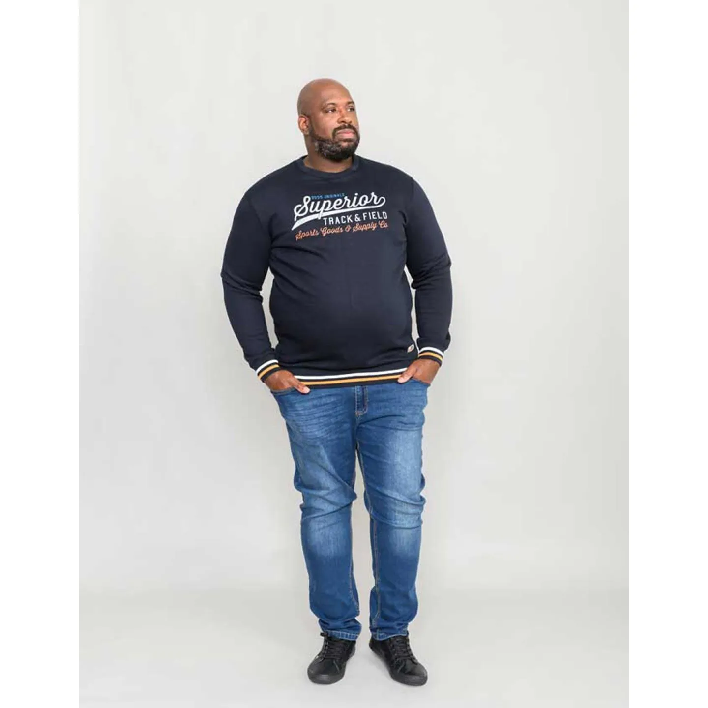 Sweatshirt col rond imprimé en grande taille pour homme