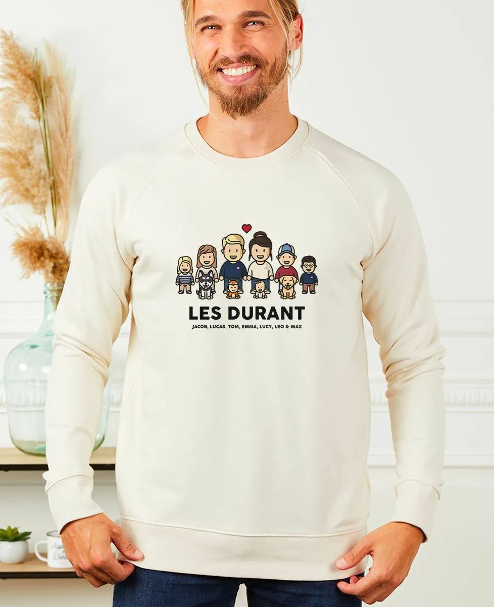 Sweatshirt homme Famille figurines alignées personnalisé