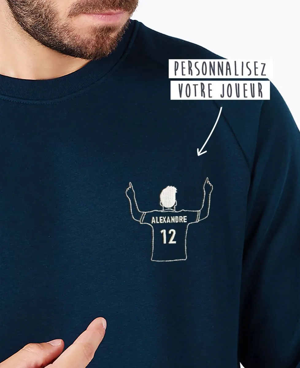 Sweatshirt homme Footballeur brodé personnalisé